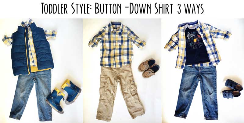 toddler boy style: button-down shirt 3 ways