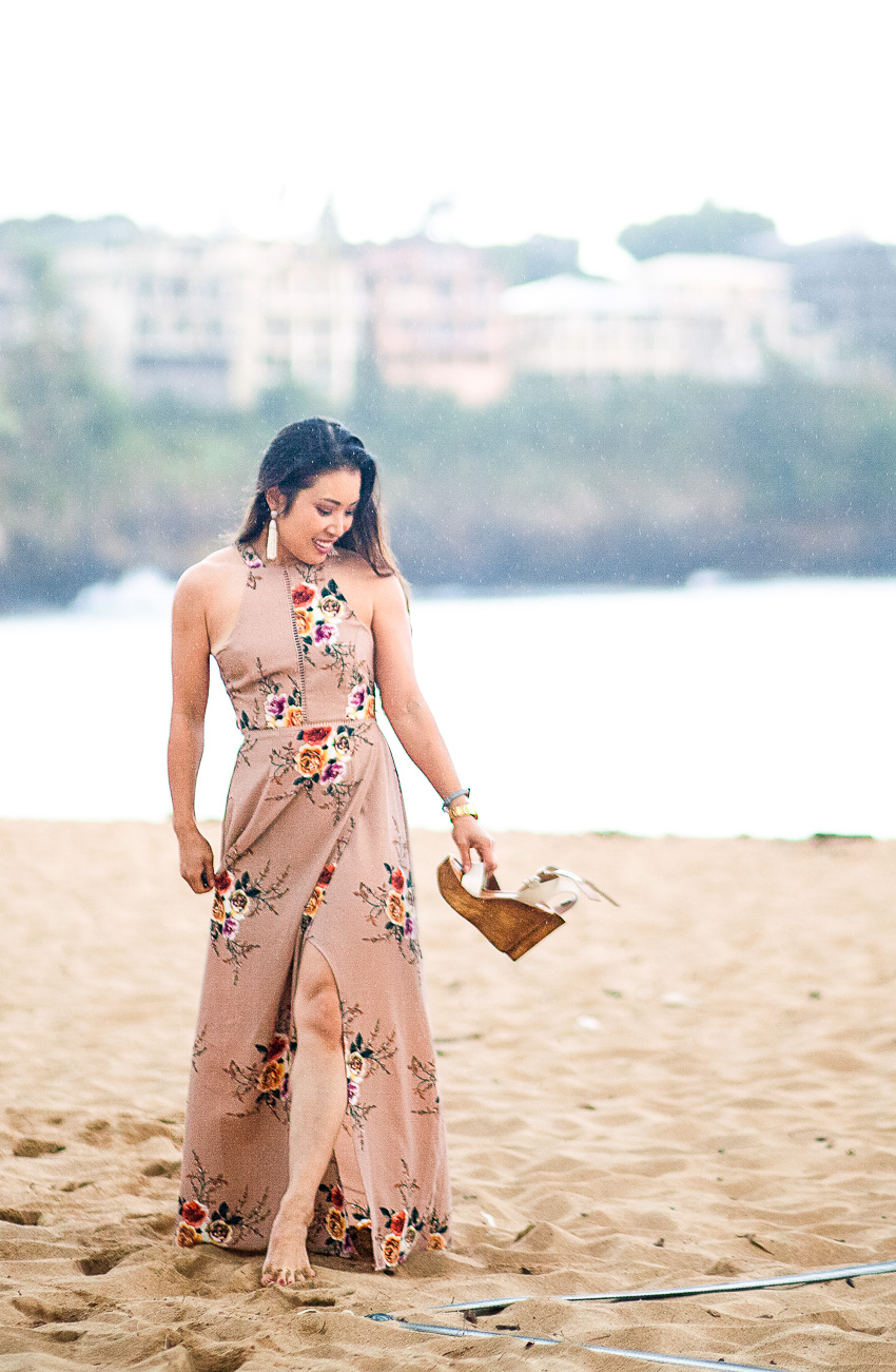 A Floral Maxi for the Beach by Dallas petite fashion blogger Kileen of cute & little