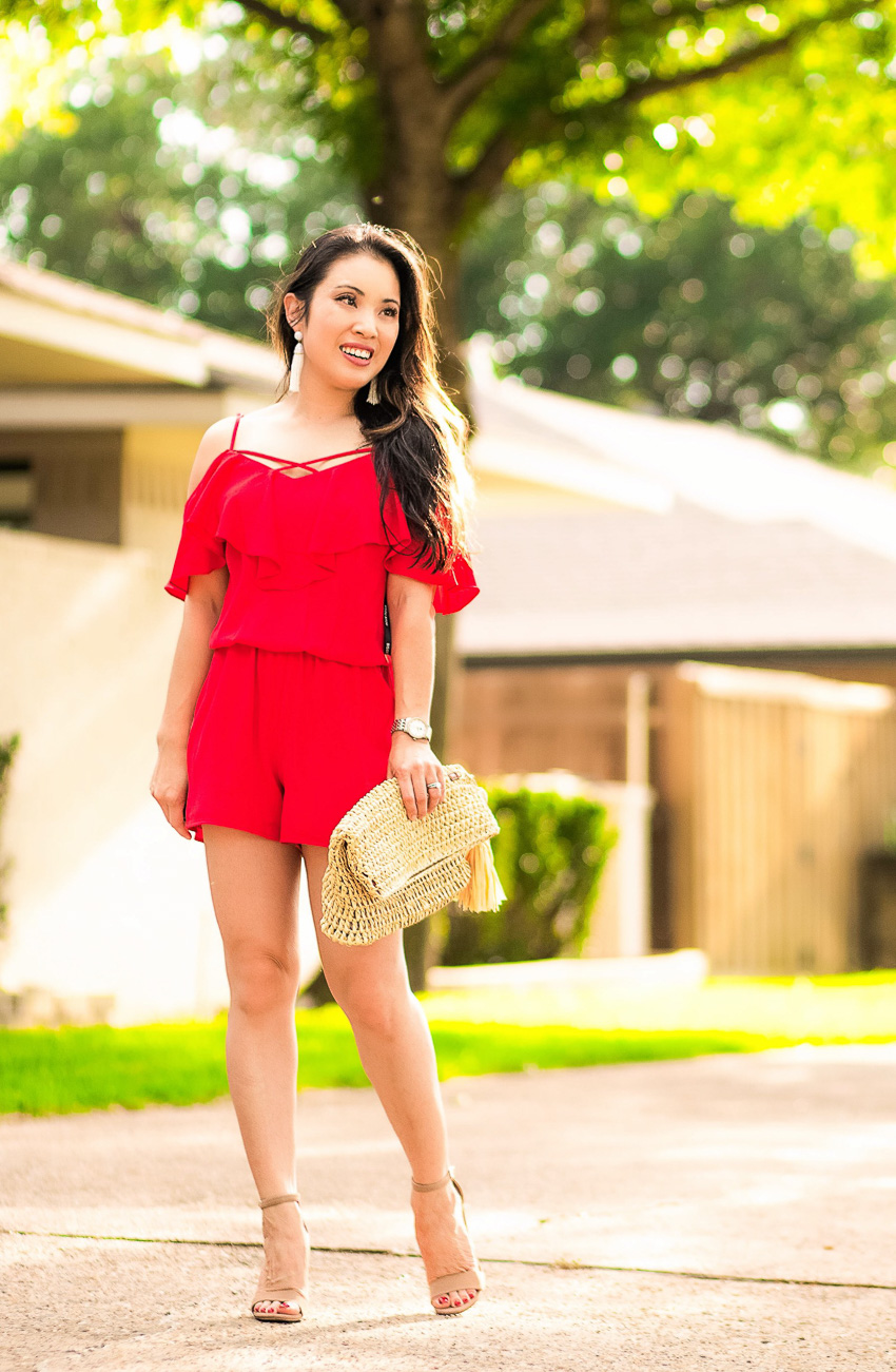 Red Ruffle Romper for Fireworks // Best of Independence Day Sales by Dallas fashion blogger Kileen of cute and little