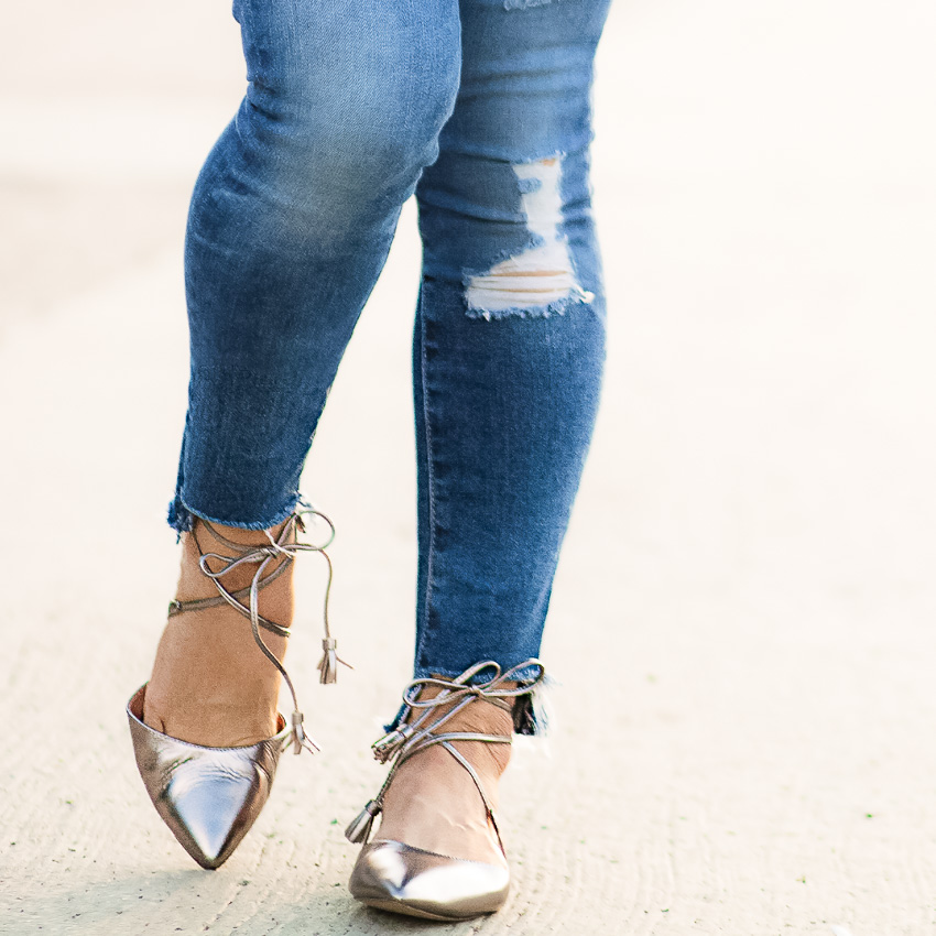 lace-up metallic flats | fall outfit | nordstrom anniversary sale 2017