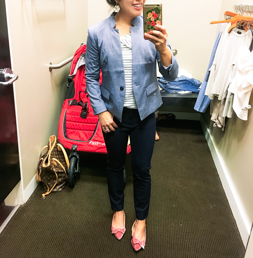 Banana Republic Sale: Dressing Room Diaries by Dallas fashion blogger cute and little | dallas petite fashion blog | banana republic friends & family sale | dressing room diaries | dallas petite fashion blog | banana republic friends & family sale | dressing room diaries | crosshatch stand-collar blazer